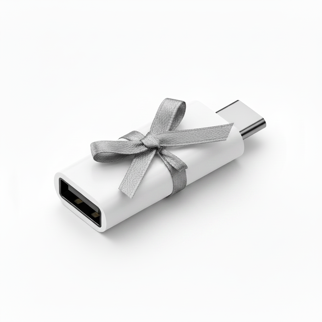 USB-A to USB-C Adapter bonus gift with ribbon