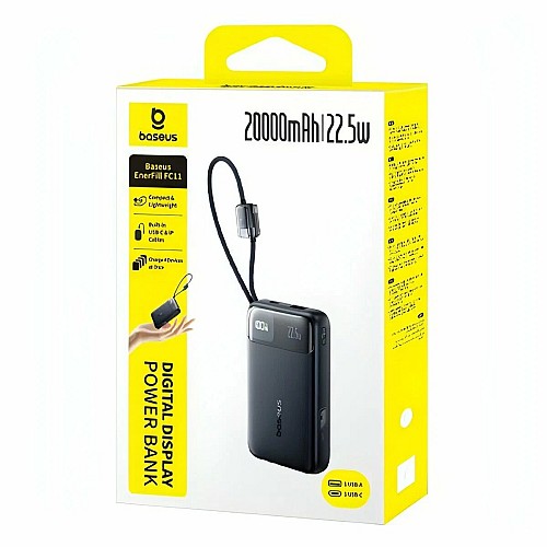 Baseus Powerbank 22.5W 20000mAh + Display EnerFill FC11 Black